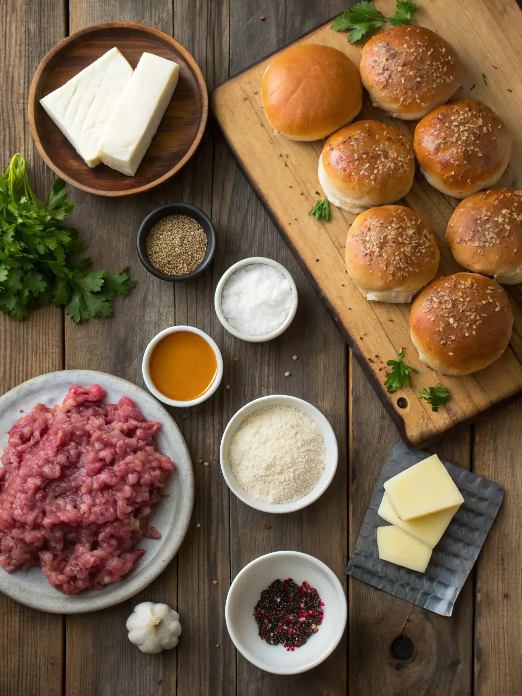 Ingredients for Bacon Jam Cheeseburger Sliders