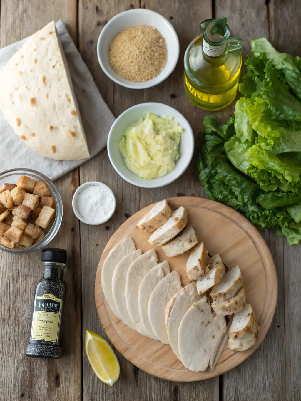 Ingredients for Chicken Caesar Salad Wrap