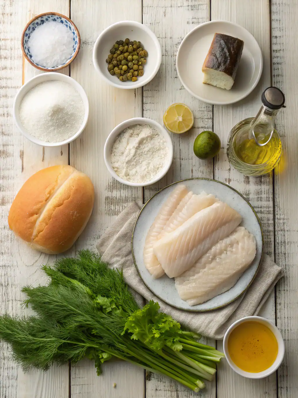 Ingredients for Crispy Fried Fish Sandwich Recipe