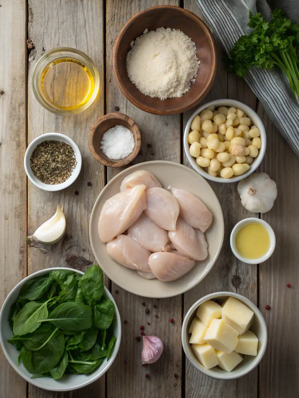 Ingredients for Garlic Chicken Gnocchi Skillet