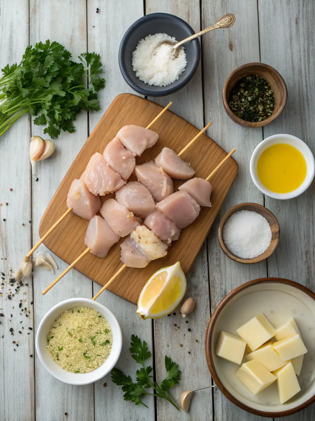 Ingredients for Ranch Garlic Parmesan Chicken Skewers