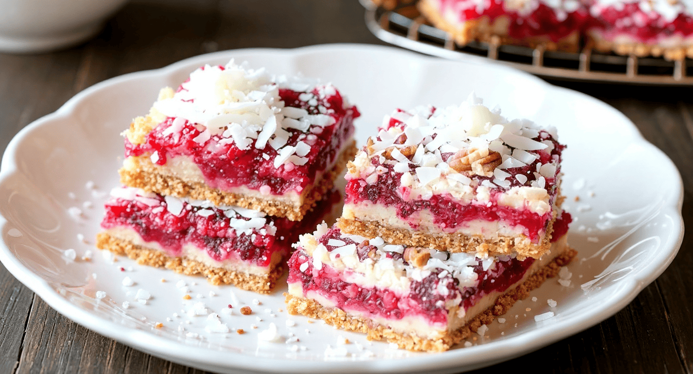 Raspberry Coconut Magic Bars