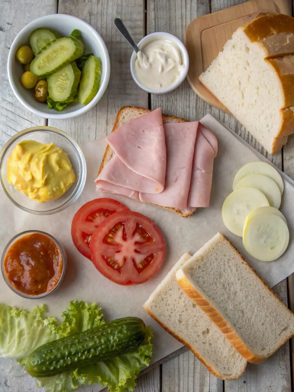 Ingredients for South Carolina Bird Dog Sandwiches