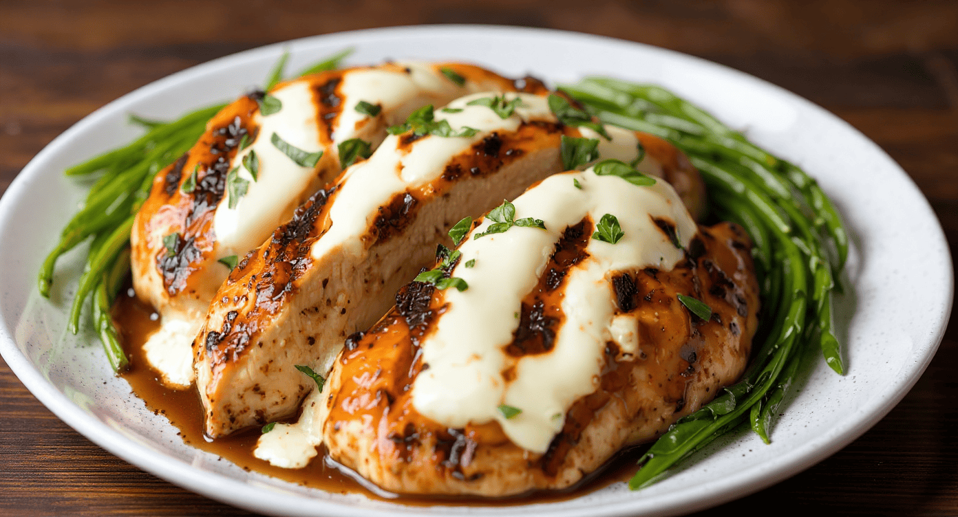 balsamic baked chicken breast with mozzarella cheese
