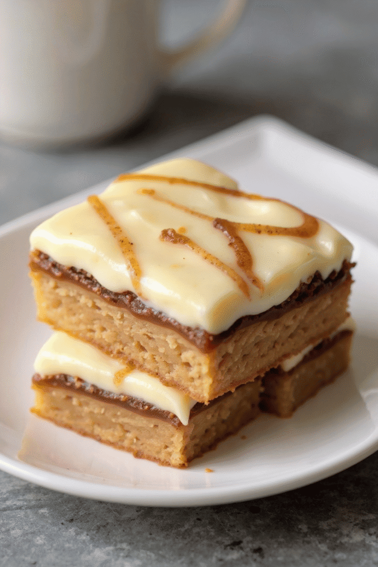 Chewy Cinnamon Roll Blondies with Cream Cheese Icing