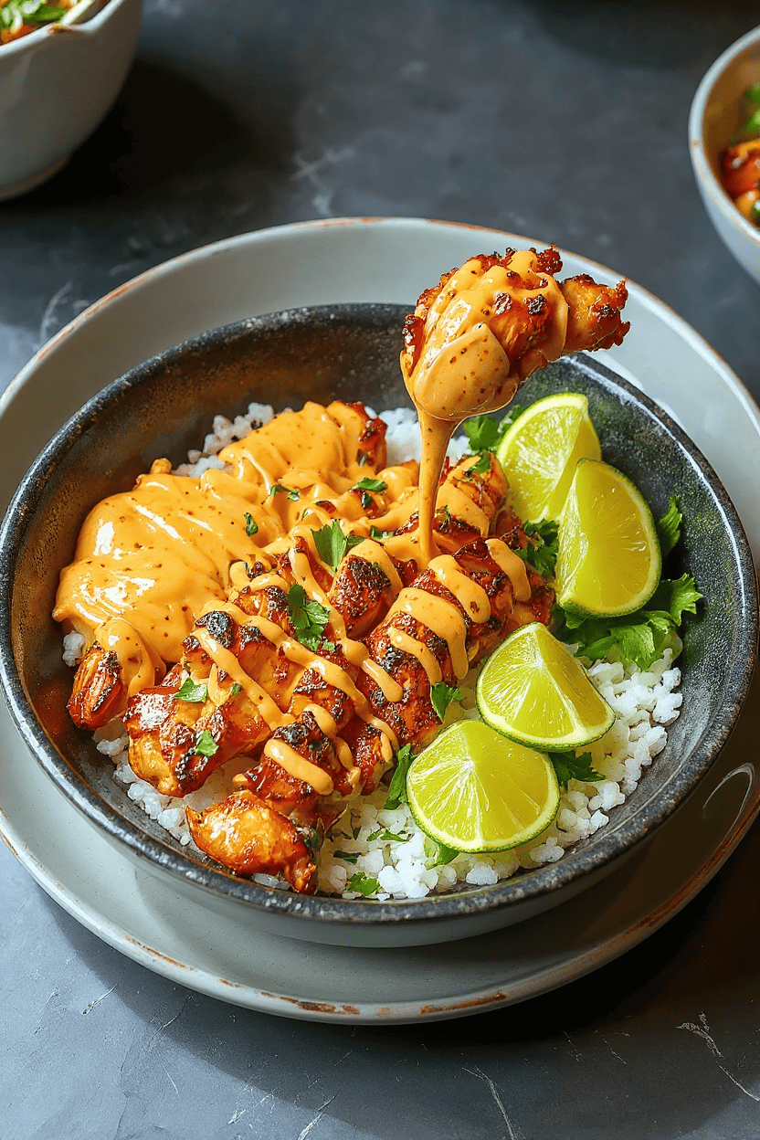 Sweet Chili Chicken Bowl with Coconut Lime Drizzle