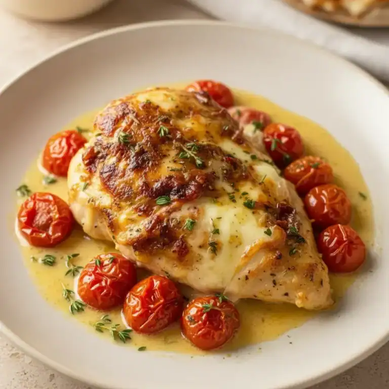 Creamy Baked Tuscan Chicken with Spinach & Sun-Dried Tomatoes