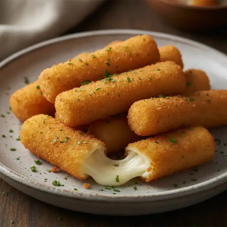 Crispy Homemade Mozzarella Sticks with Marinara Sauce