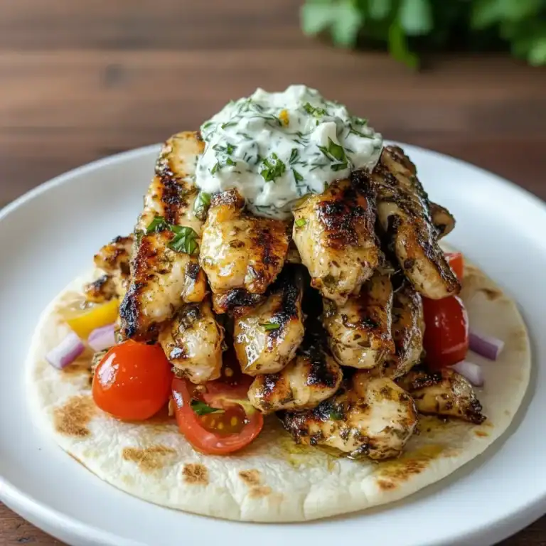 Greek Chicken Gyros with Lemon-Herb Marinade and Tzatziki