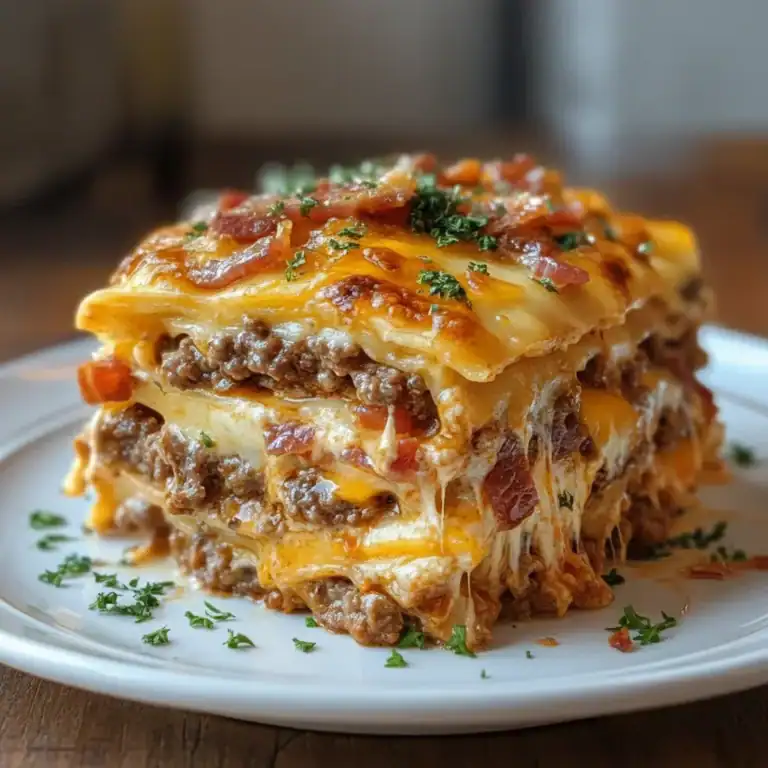 Parmesan Garlic Bacon Cheeseburger Lasagna Recipe