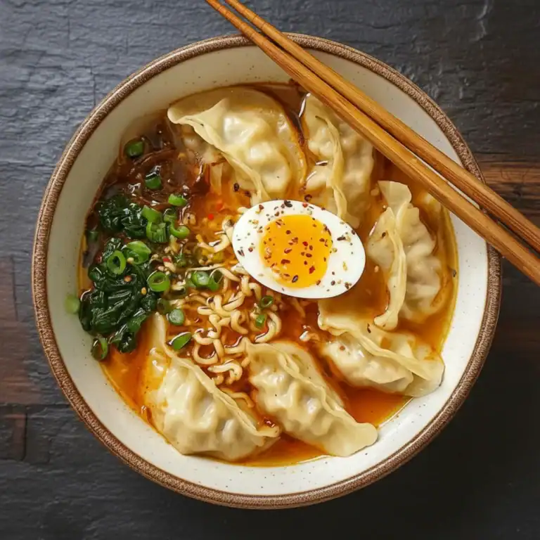 Dumpling Ramen Bowl Recipe - Hearty Eggs and Greens