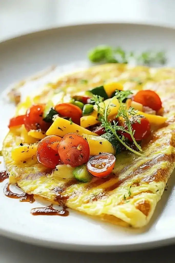 Omelette With Cheese And Veggies Recipe