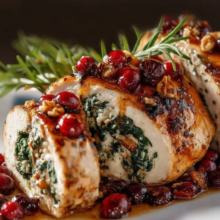 Baked Spinach Cranberry Stuffed Chicken Breasts