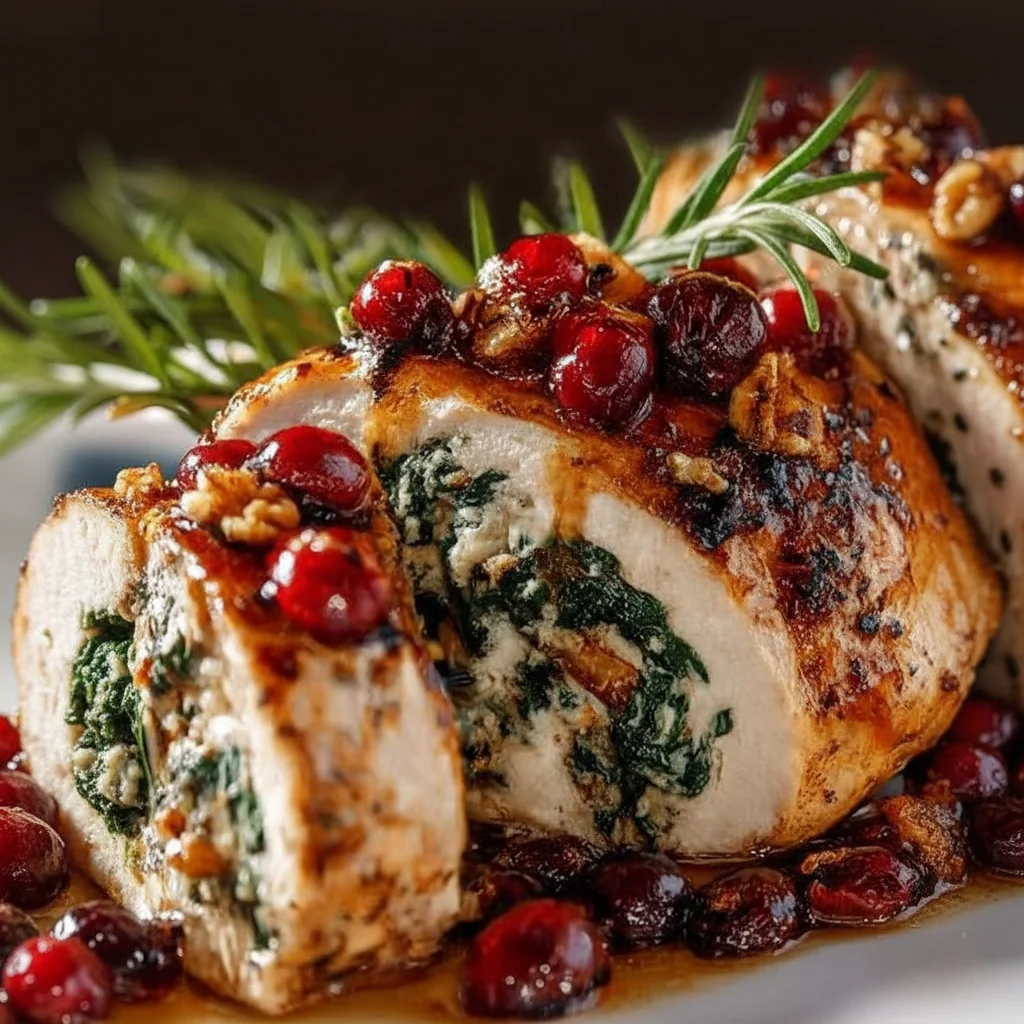 Baked Spinach Cranberry Stuffed Chicken Breasts