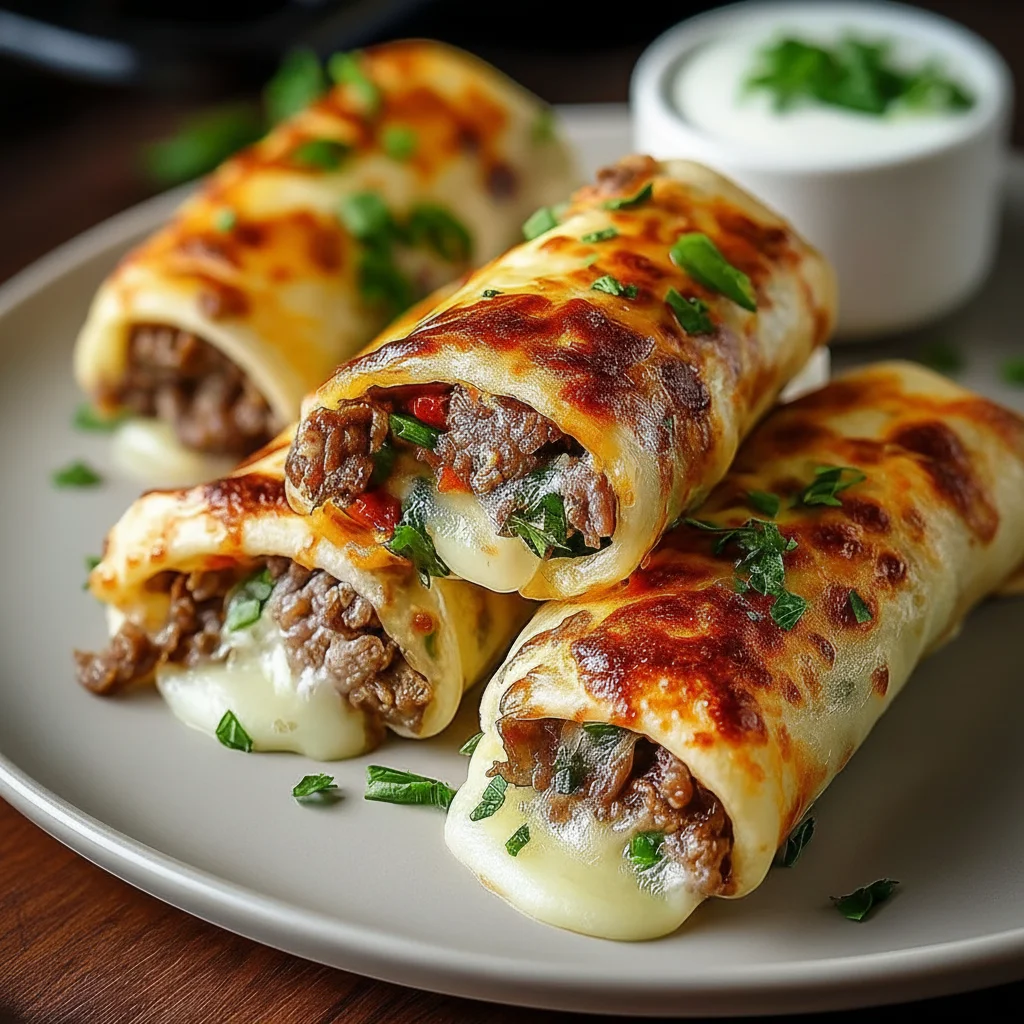 Cheesy Philly Cheesesteak Roll Ups