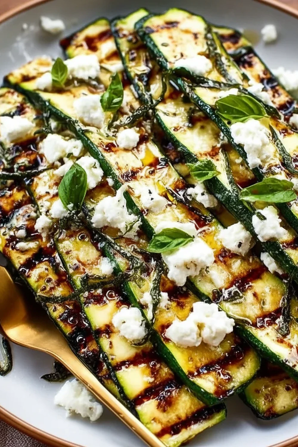 Grilled Zucchini Goat Cheese Basil Honey