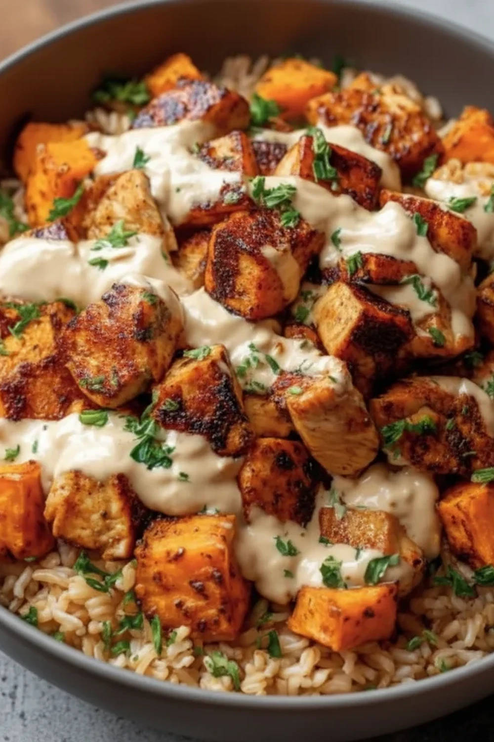 Chicken Sweet Potato Rice Bowl