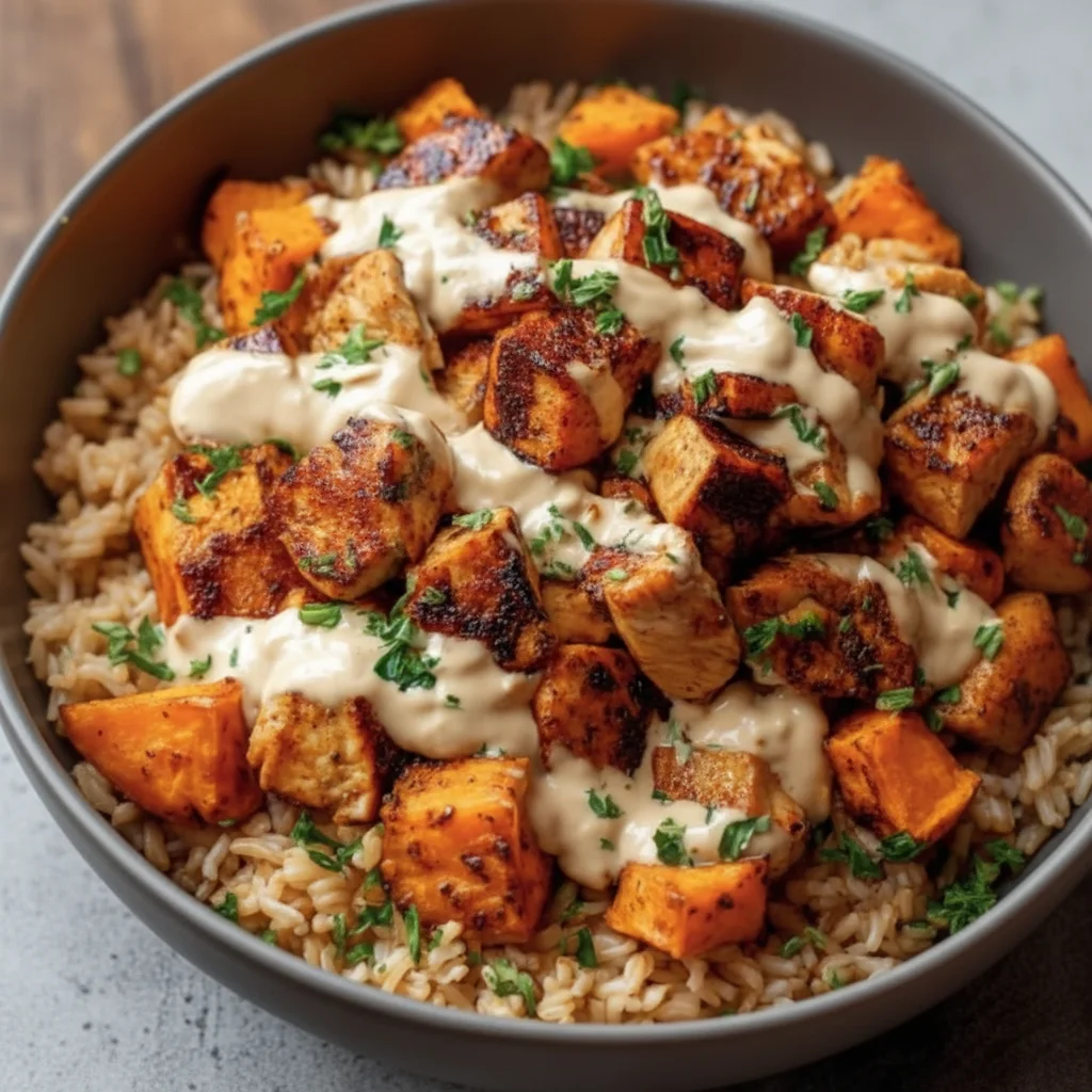 Nourishing Chicken Sweet Potato Rice Bowl