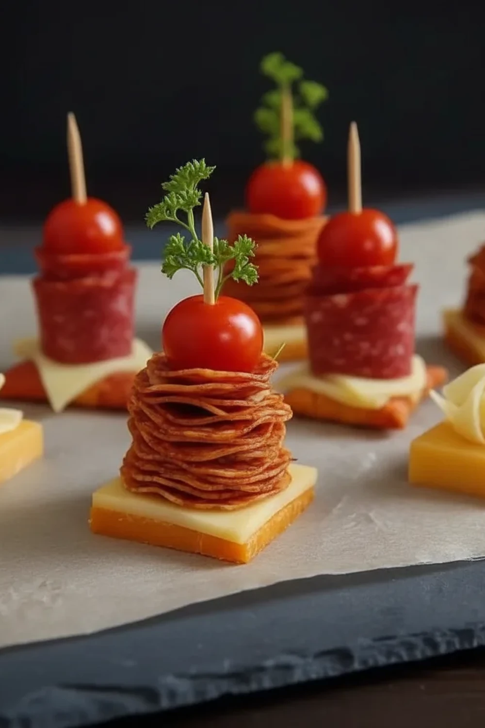 Salami Cheese Tomato Snack