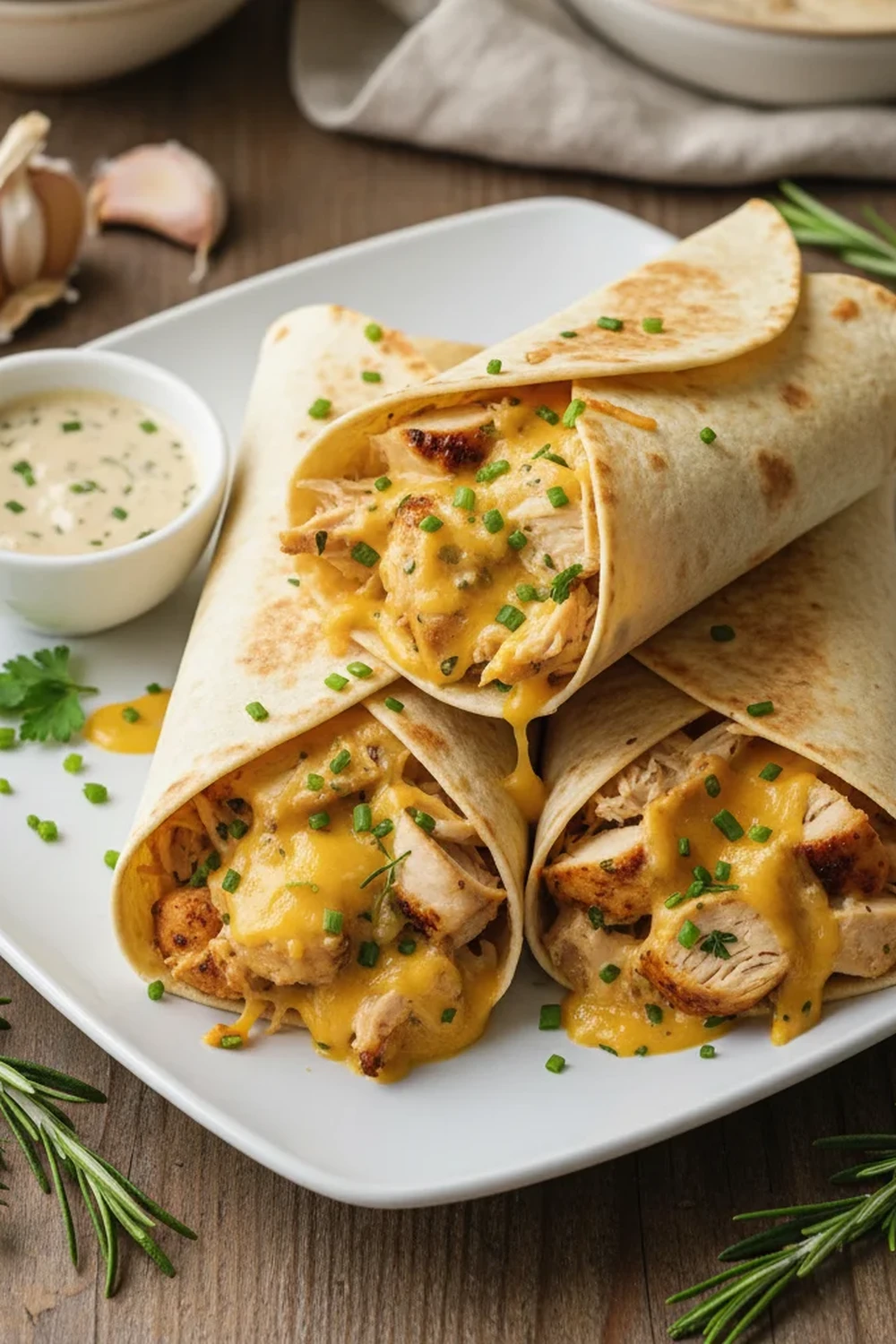 Cheesy Garlic Chicken Wraps Recipe