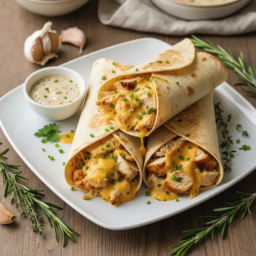 Cheesy Garlic Chicken Wraps Recipe