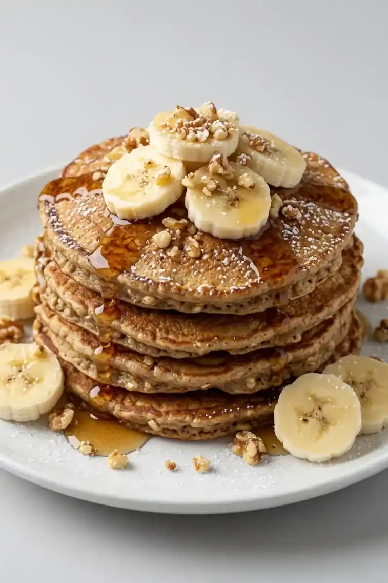 Banana Oat Protein Pancake Stack