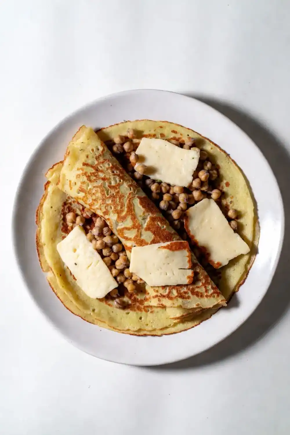 Chickpea Flour Savoury Crepes with Halloumi