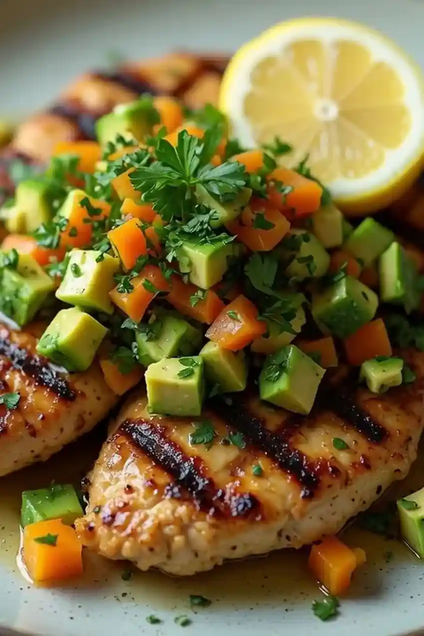 Lemon Herb Grilled Chicken with Avocado Salsa