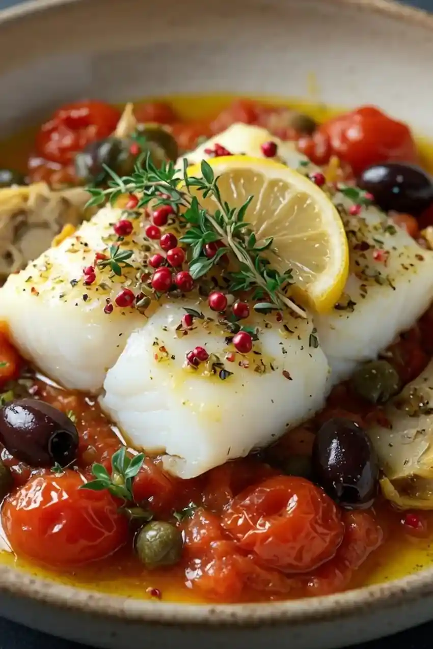 Mediterranean Baked Cod with Tomatoes
