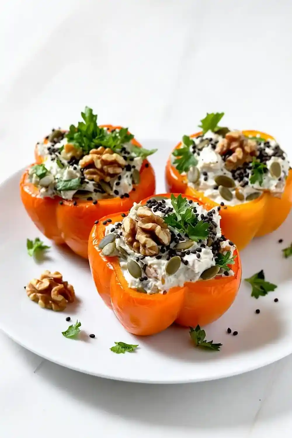 Pumpkin Seed & Walnut ‘Cheese’ Stuffed Peppers