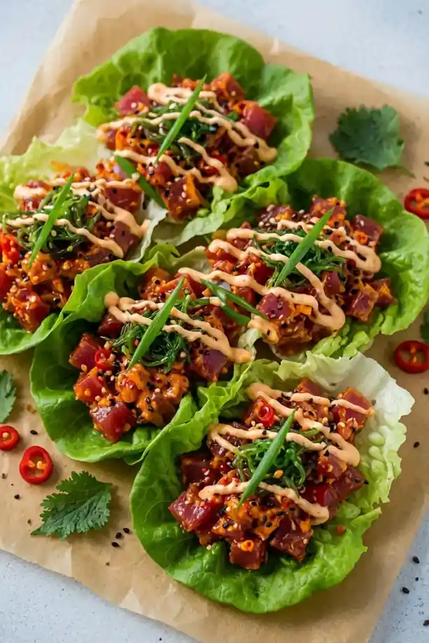 Spicy Tuna Lettuce Wraps